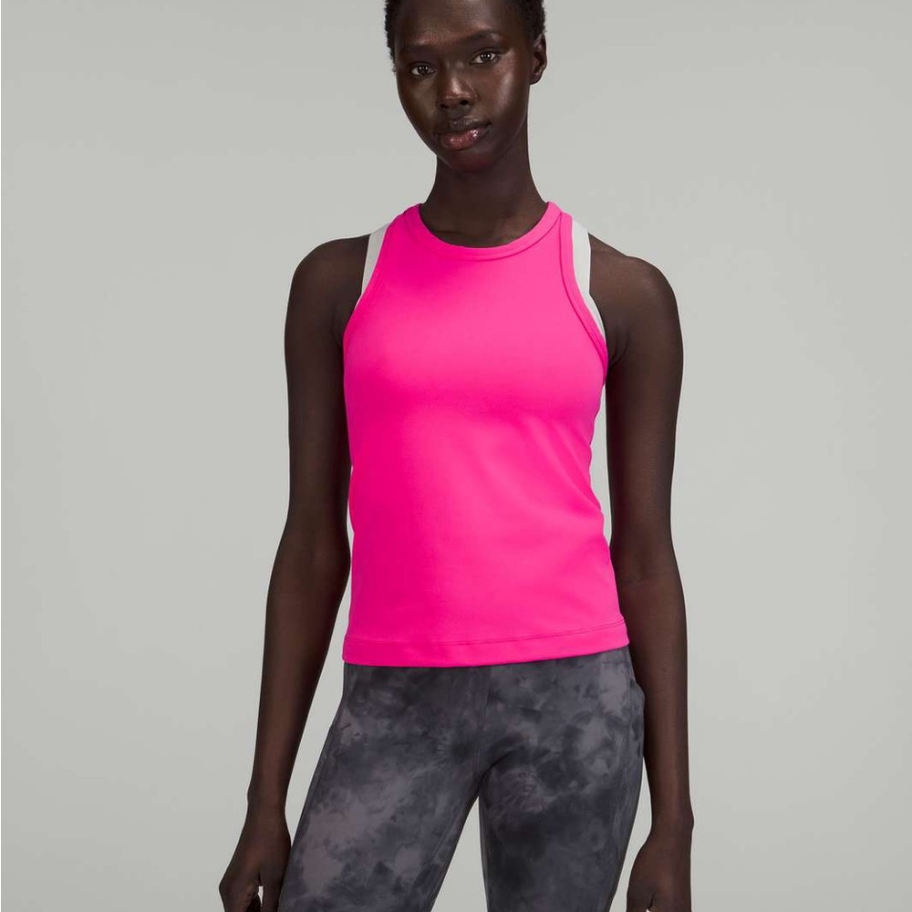 Lululemon Sonic Pink Align Racerback Tank Top Size 4 Waist Length Good Condition